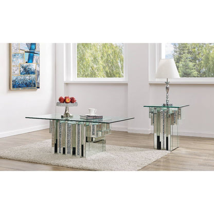 Noralie - 47" X 28" Coffee Table - Mirrored & Faux Diamonds