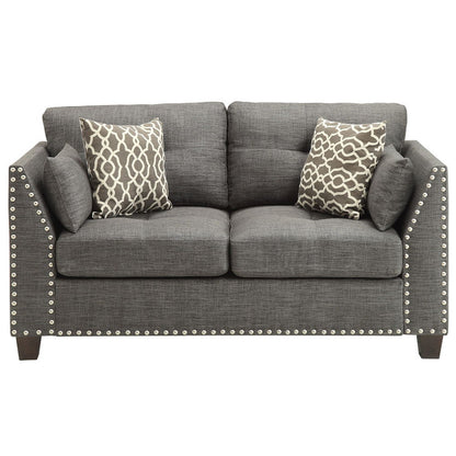 Laurissa - Loveseat With 4 Pillows - Light Charcoal Linen