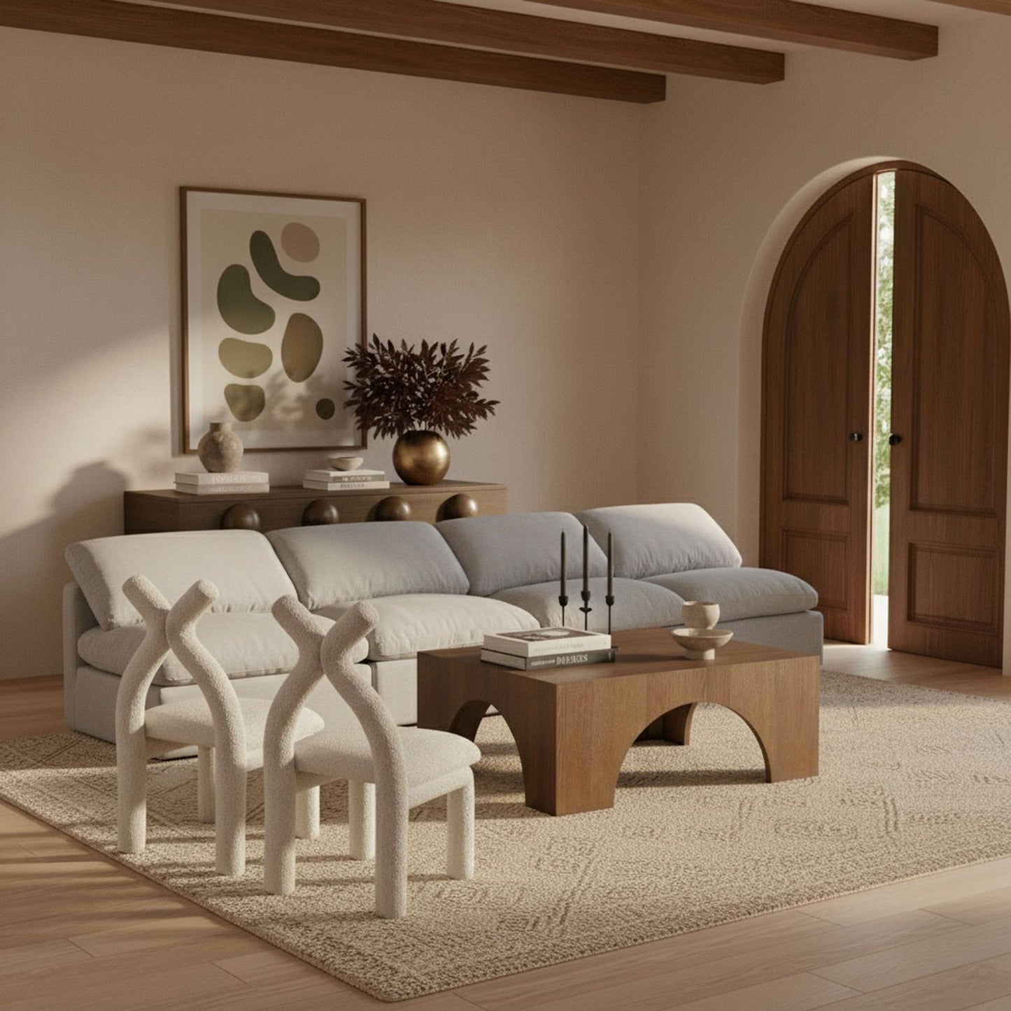 Indulge - Linen 4 Seat Modular Armless Sofa