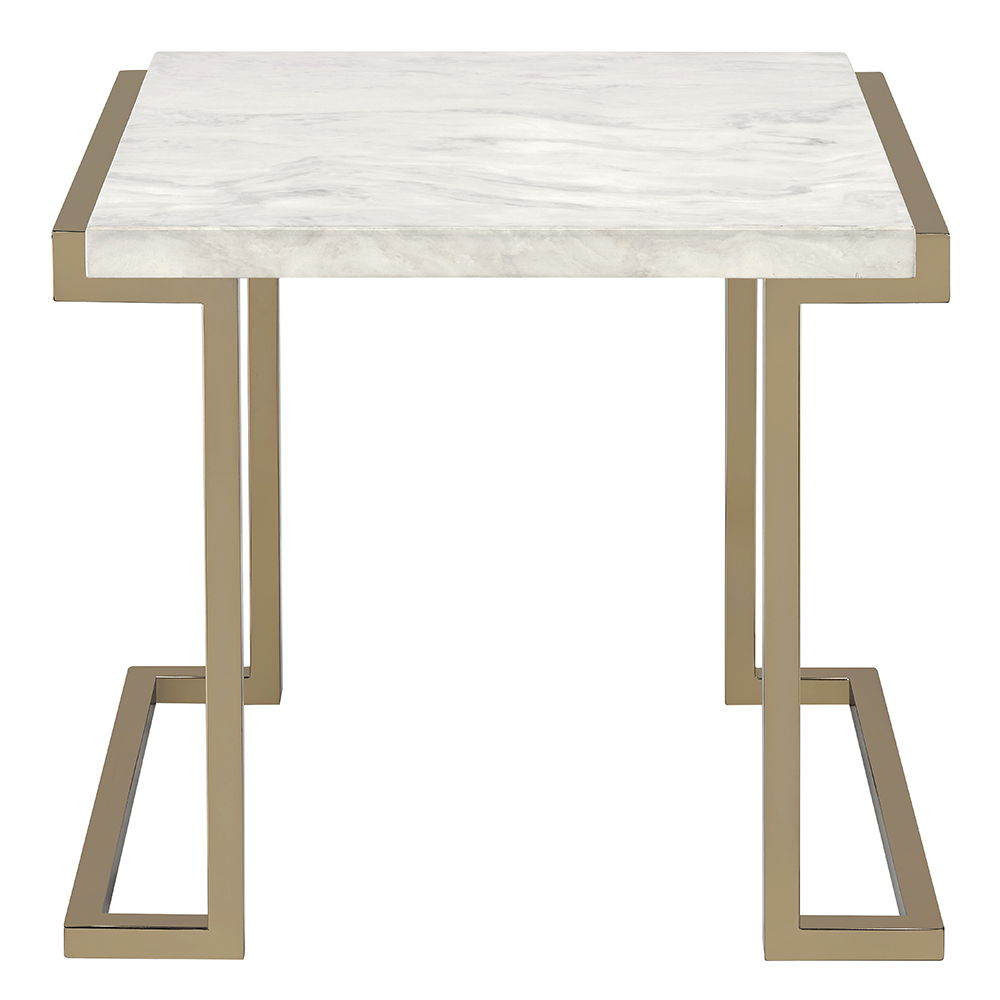Boice II - End Table - Faux Marble Top & Champagne