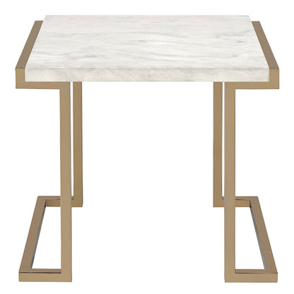 Boice II - End Table - Faux Marble Top & Champagne