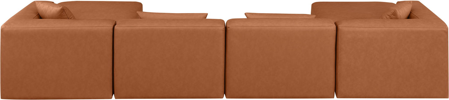 Cube - 6 Piece Modular Double Chaise Sectional - Cognac
