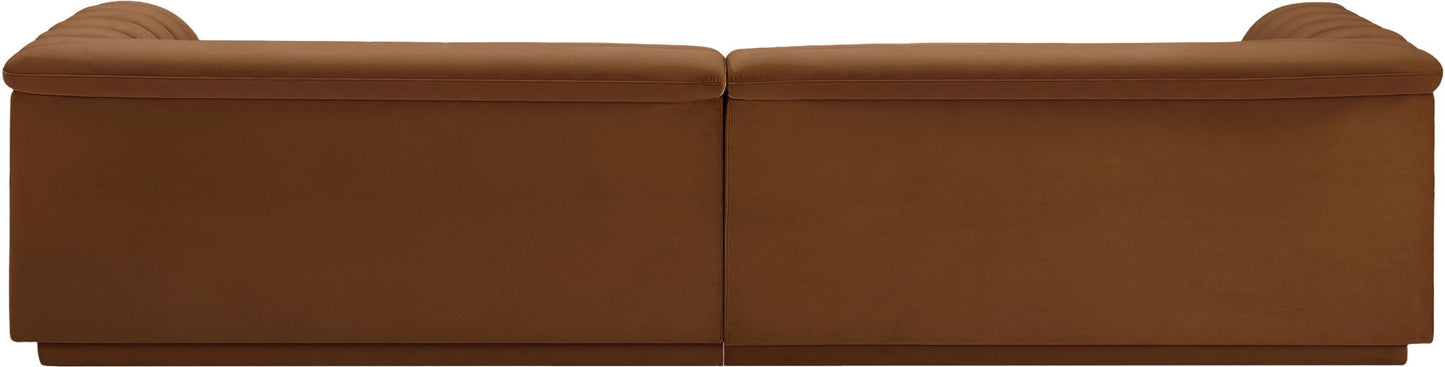 Cascade - Velvet Modular Sofa - Saddle
