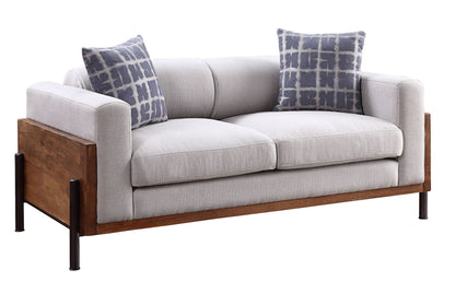 Pelton - Loveseat With 2 Pillows - Fabric & Walnut
