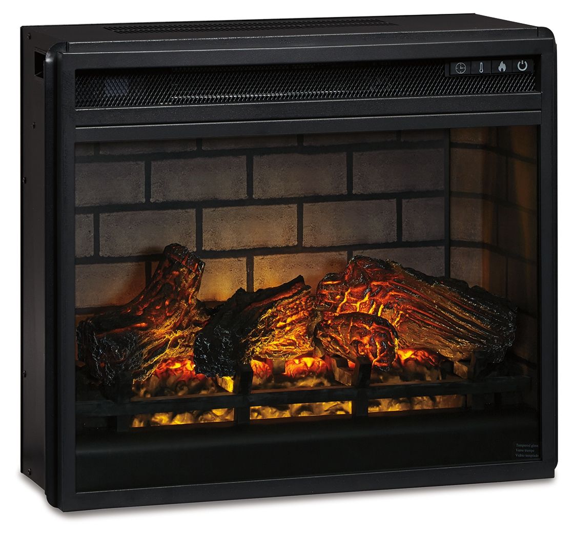 Willowton - 2 Pc. - TV Stand with Faux Firebrick Fireplace Insert - Whitewash