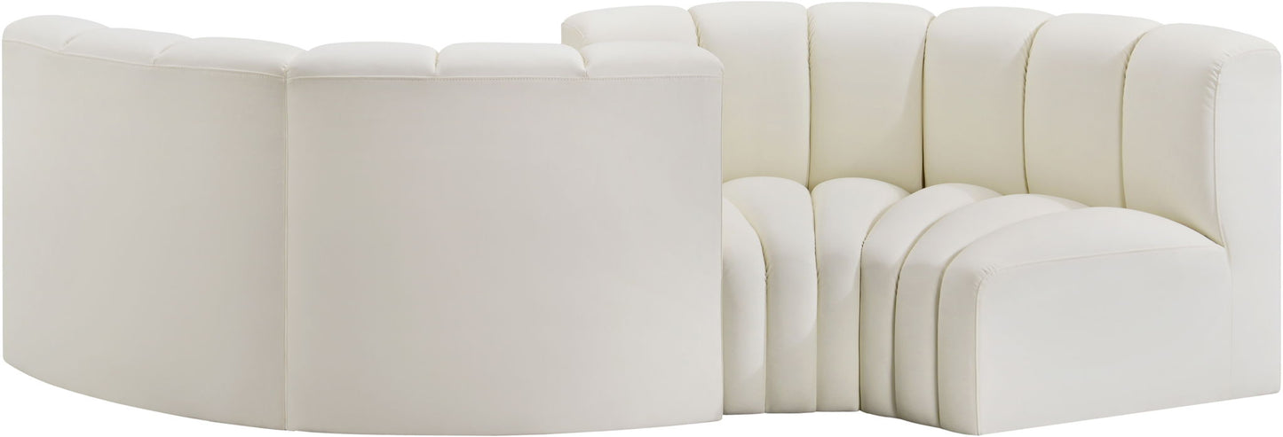Arc - Faux Leather 4 Piece Curved Modular Sofa