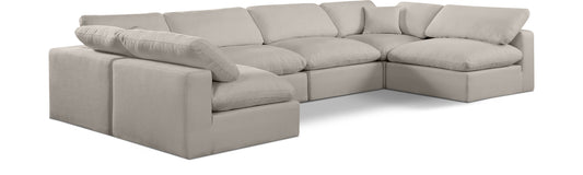 Comfy - 6 Piece Linen Modular Armless Sectional
