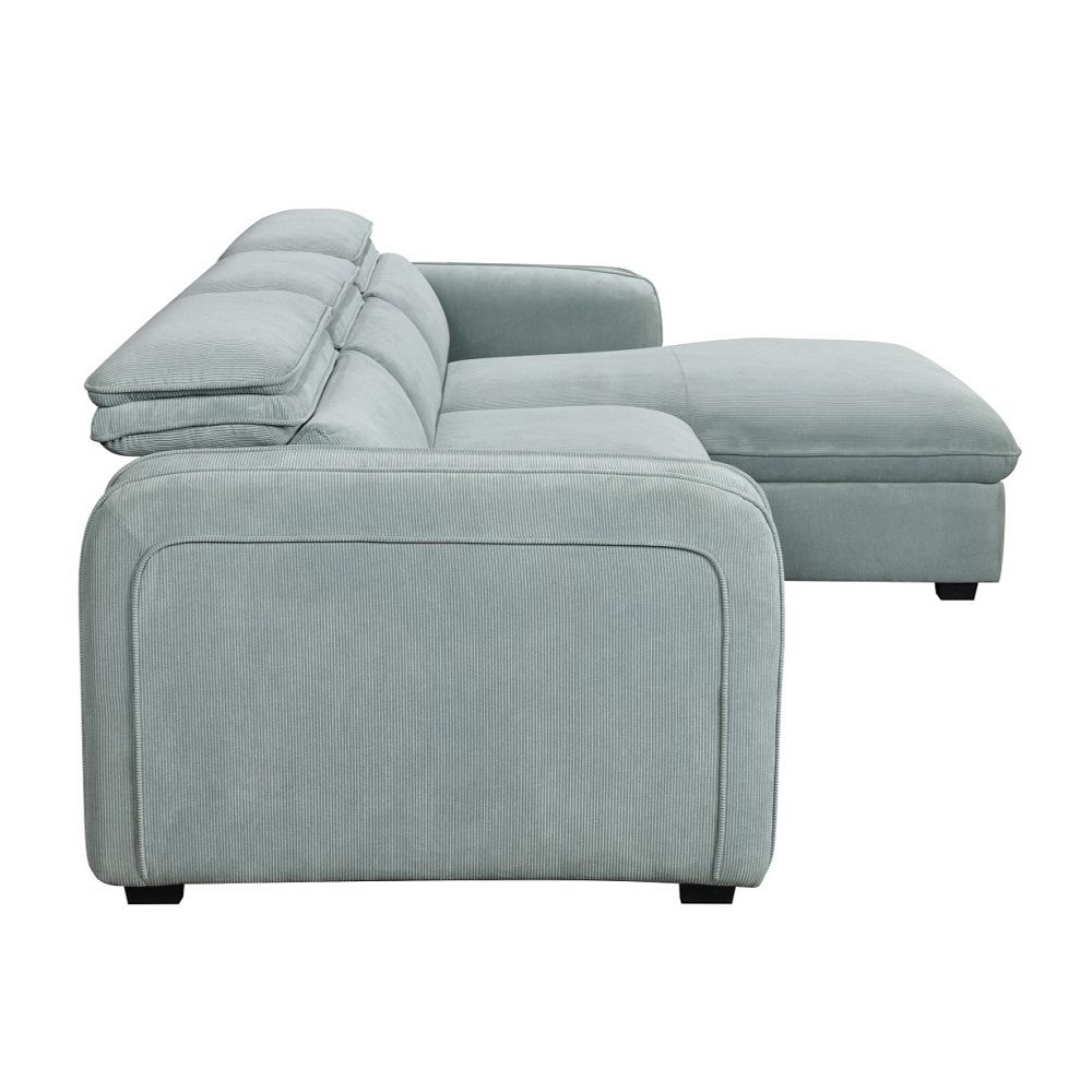 Zavala - Sectional Sofa With Sleeper & Storage - Light Green Chenille