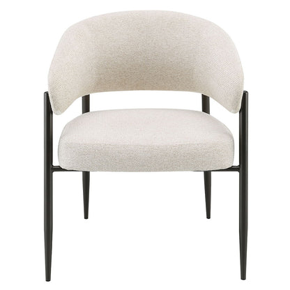 Jirina - Chenille Arm Chair With Metal Legs (Set of 2) - Beige & Black