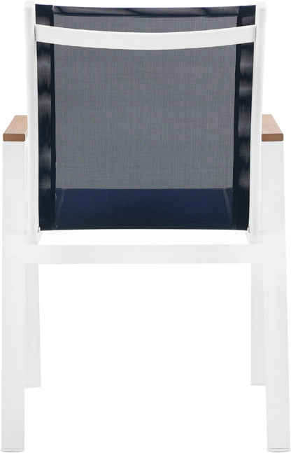 Nizuc - Outdoor Patio Dining Arm Chair With White Frame And Natural Arms (Set of 2)