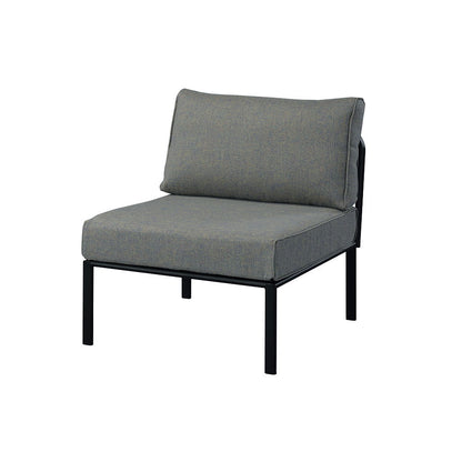 Rajni - Patio Armless Chair - Gray Fabric & Black