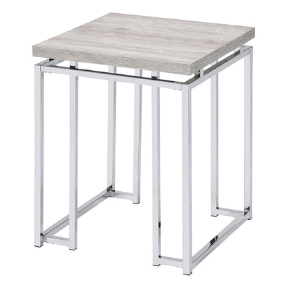 Chafik - End Table - Natural Oak & Chrome