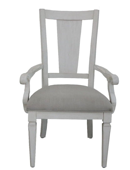 Katia - Arm Chair (Set of 2) - Light Gray Linen & Weathered White
