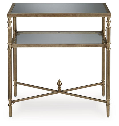 Cloverty - Rectangular End Table - Aged Gold Finish