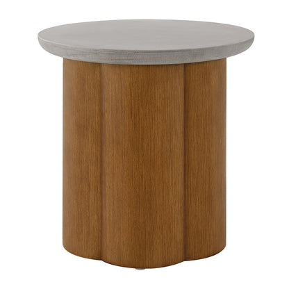 Evelyn - End Table - Faux Concrete Top & Walnut