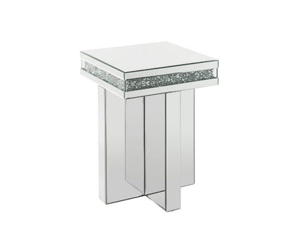Noralie - 24"H End Table - Mirrored & Faux Diamonds