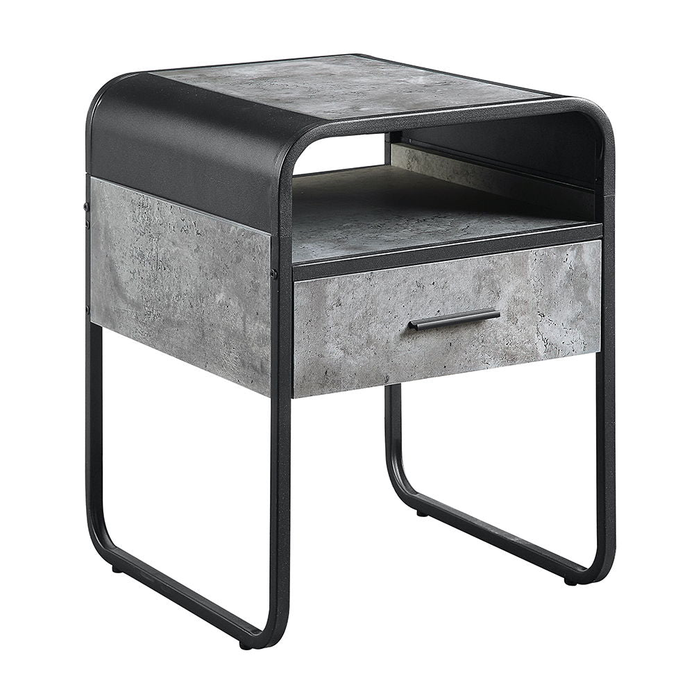 Raziela - 22" End Table - Concrete Gray & Black