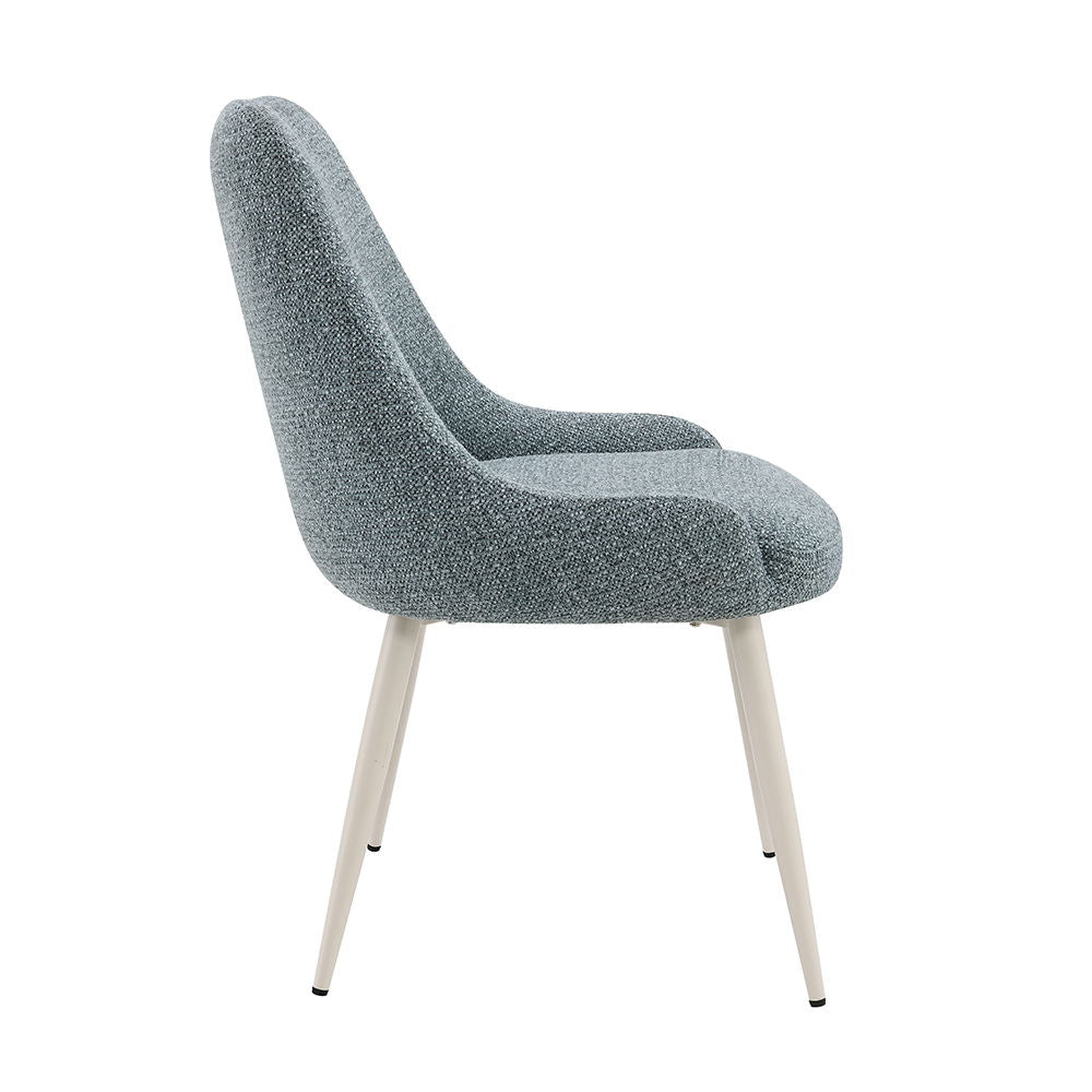 Laela - Side Chair (Set of 2) - Light Blue Boucle & White