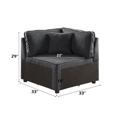 Silvester - Modular Wedge With Pillow - Gray Fabric