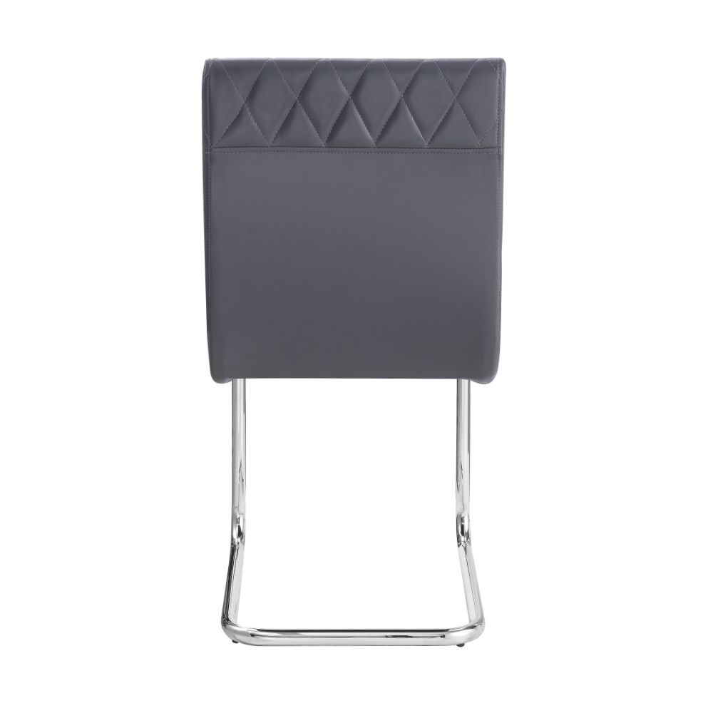 Ansonia - Side Chair (Set of 2) - Gray Synthetic Leather & Chrome