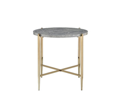 Tainte - End Table - Faux Marble Top & Champagne