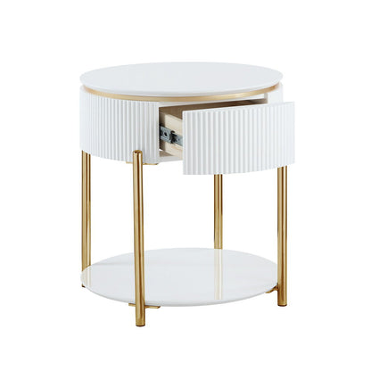 Daveigh - End Table - White High Gloss & Gold