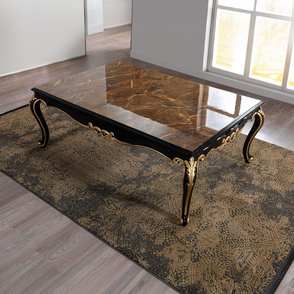 Betria - Coffee Table - Engineered Stone Top, Gold & Black