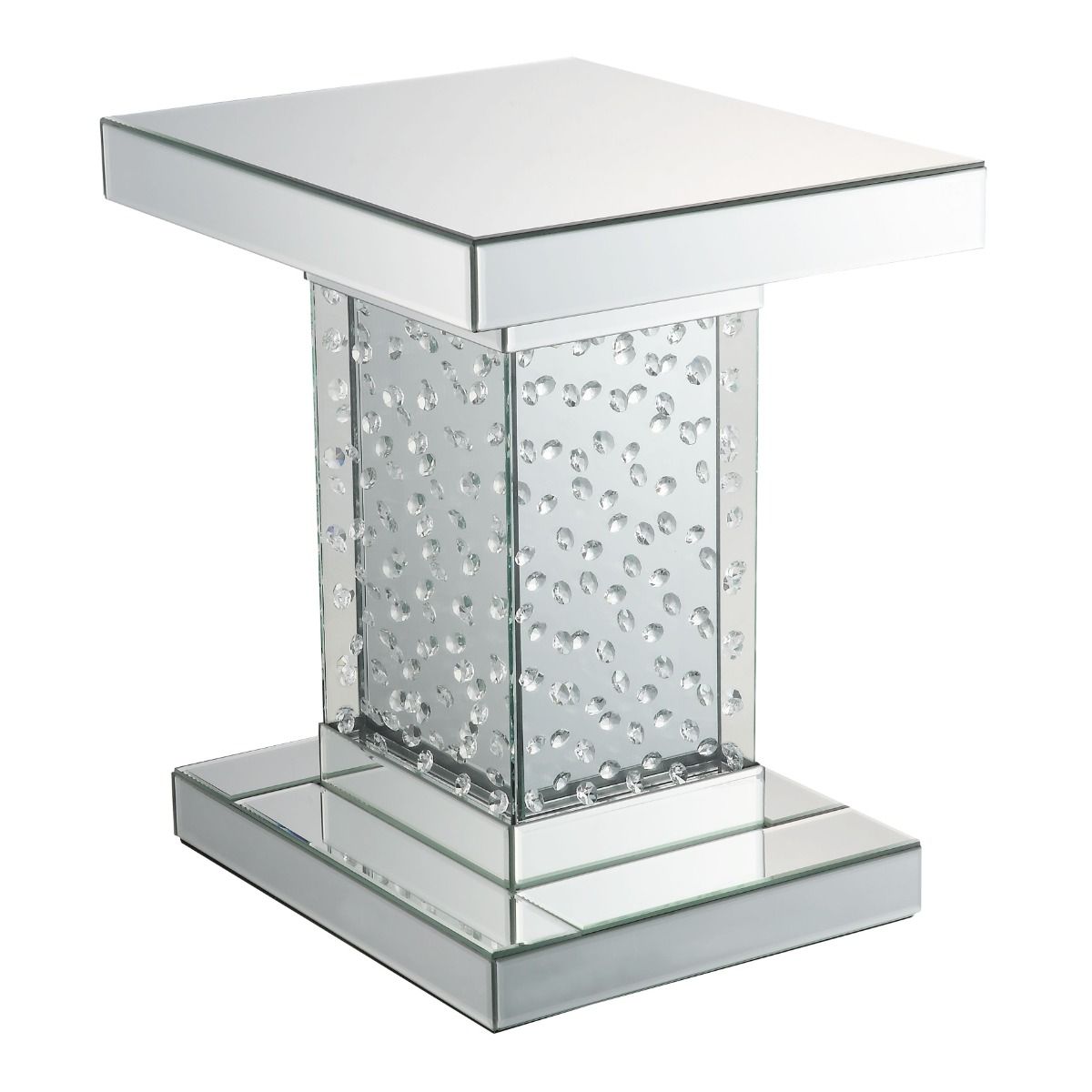 Nysa - 20" End Table - Mirrored & Faux Crystals