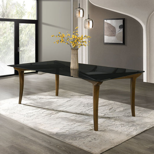 Danzel - Dining Table With Glass Top - Vintage Oak