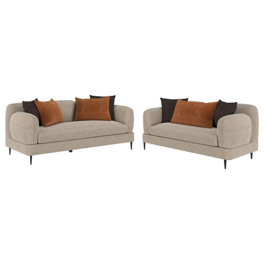 Jade - 2-Piece Chenille Upholstered Sofa Set - Latte