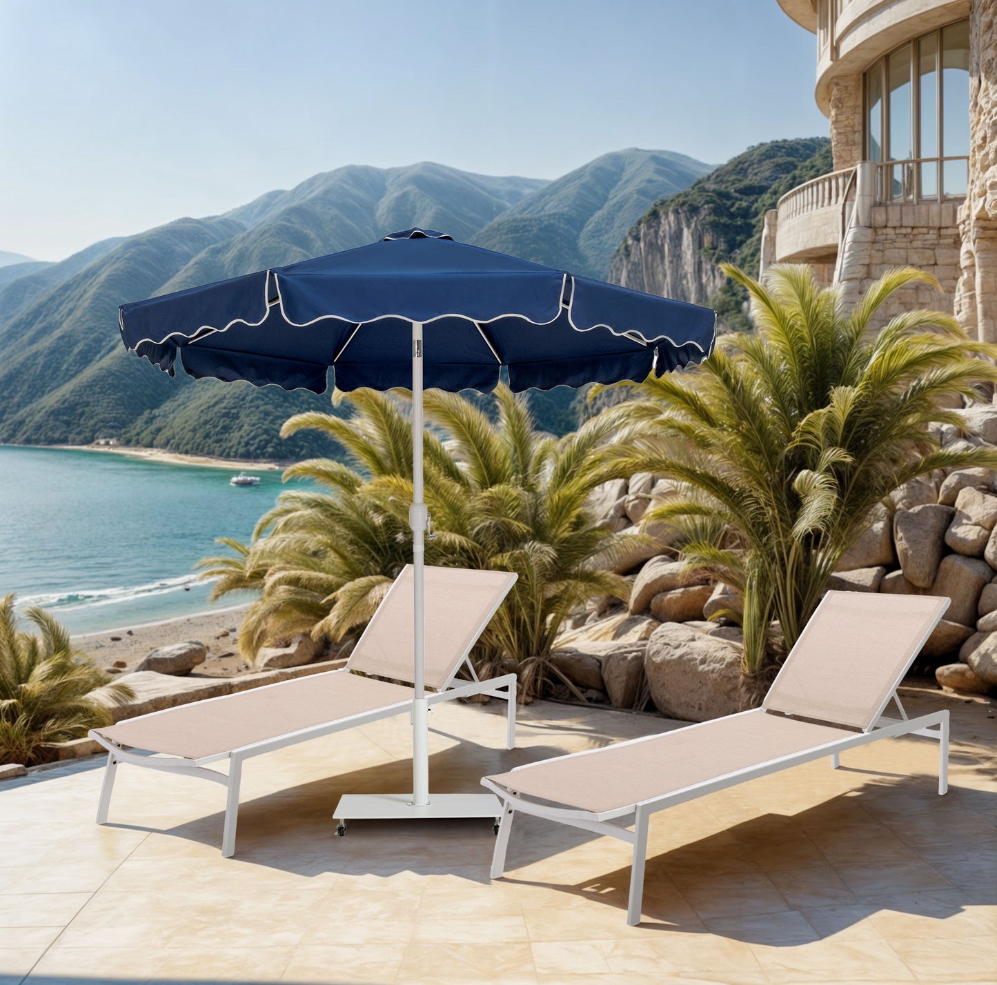 Amalfi - Patio Umbrella - White Pole