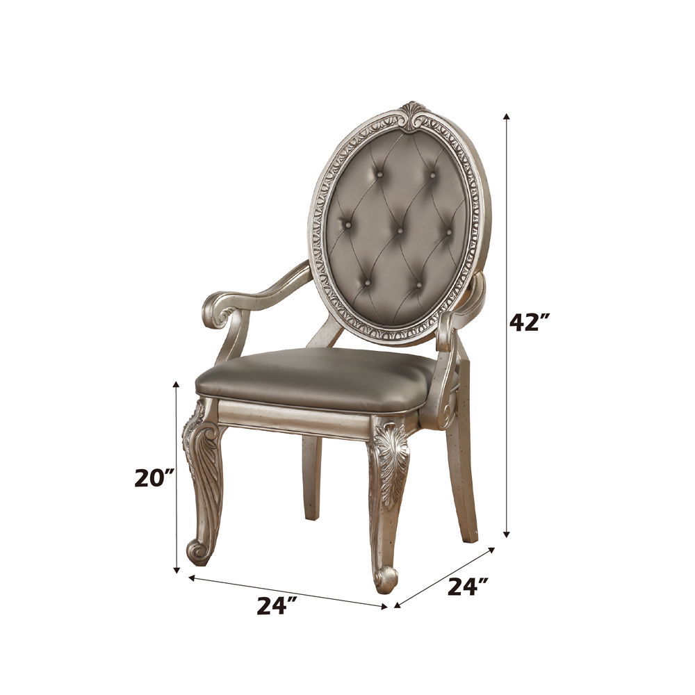 Northville - Arm Chair (Set of 2) - Synthetic Leather & Antique Silver