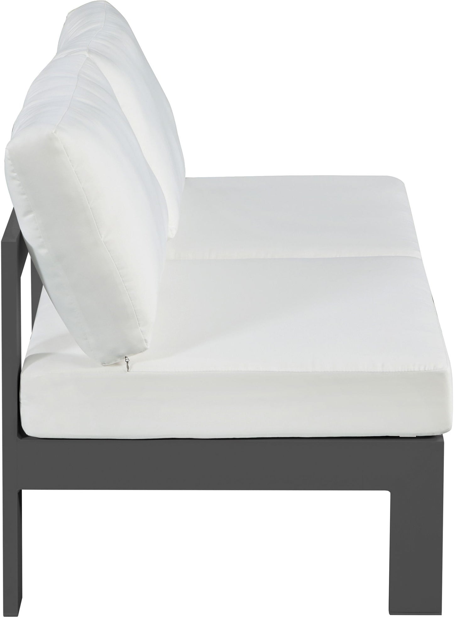 Nizuc - Outdoor Patio 2 Seat Armless Modular Sofa With Gray Frame
