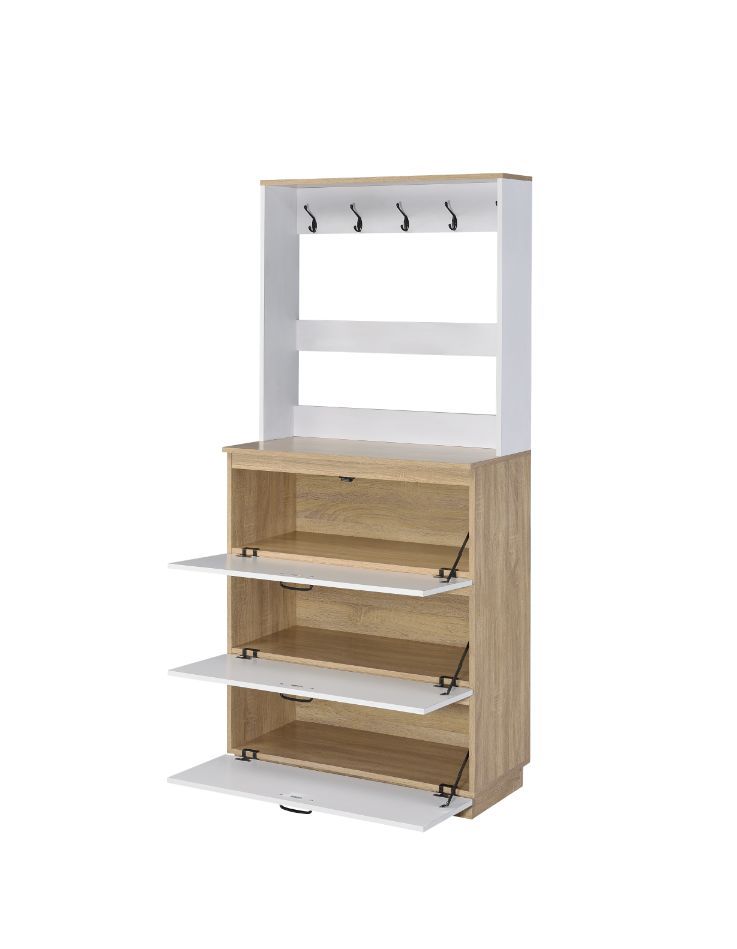 Hewett - Shoe Cabinet - Light Oak & White