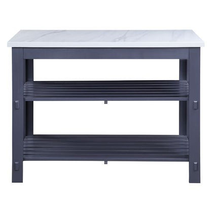 Enapay - Kitchen Island - Marble Top Top & Gray