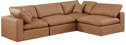 Comfy - 4 Piece Faux Leather Modular Armless Sectional