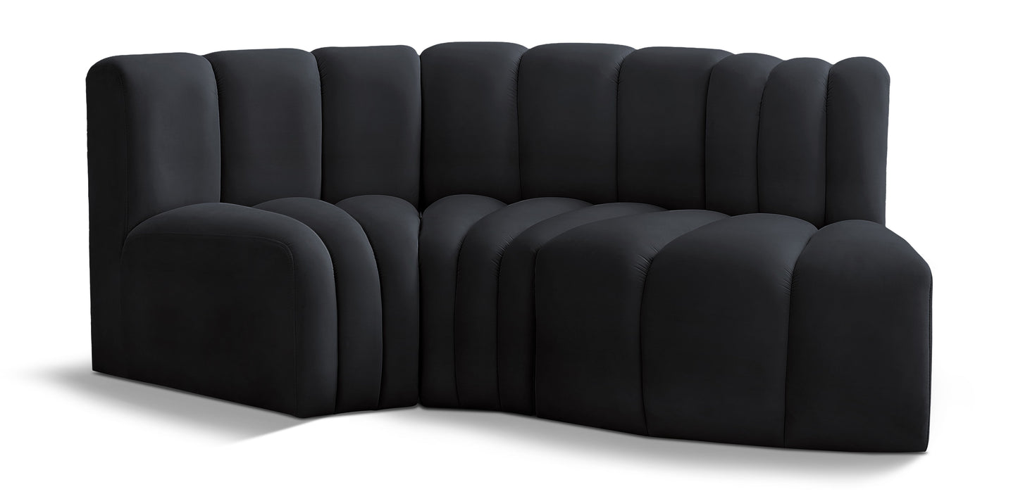 Arc - Velvet 3 Piece Modular L-Shaped Sofa
