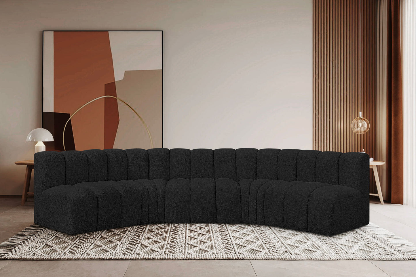 Arc - Boucle Fabric 5 Piece U-Shaped Modular Sofa
