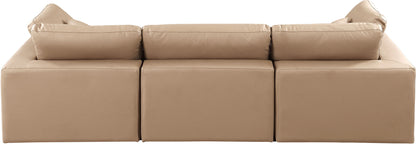 Comfy - Faux Leather Modular Sofa 3 Pieces - Tan