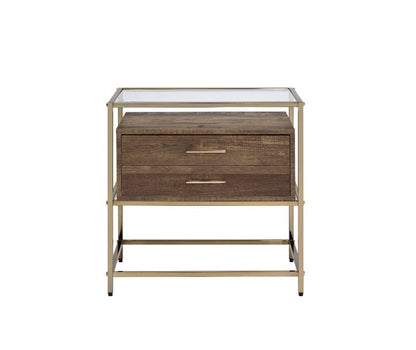 Knave - Accent Table - Walnut & Champagne