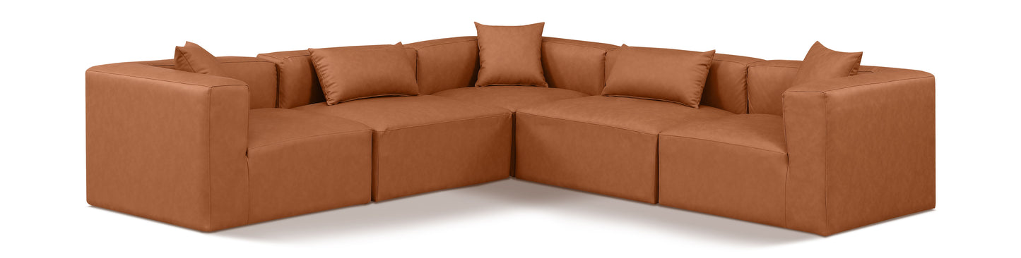 Cube - 5 Piece Modular Corner Sectional - Cognac