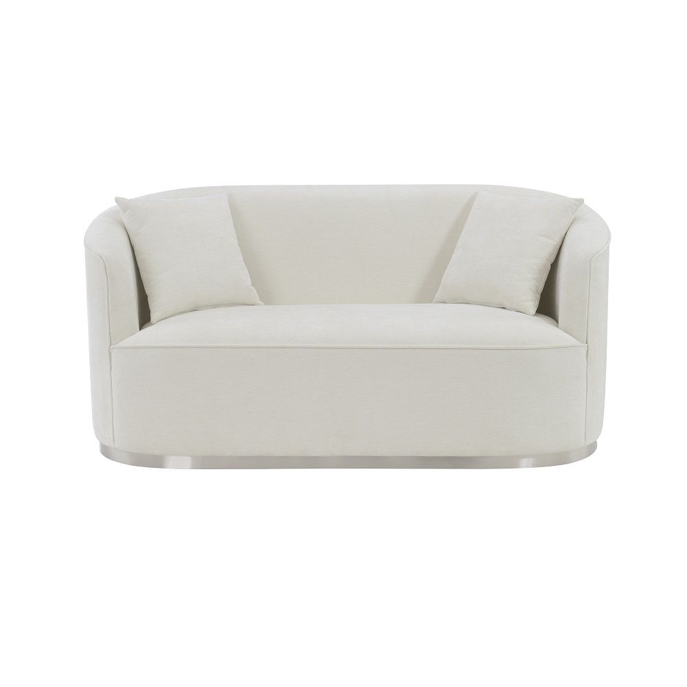 Odette - Loveseat With 2 Pillows - Beige Chenille