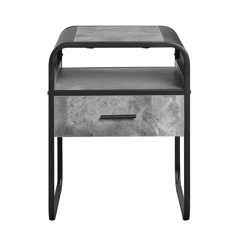Raziela - 22" End Table - Concrete Gray & Black