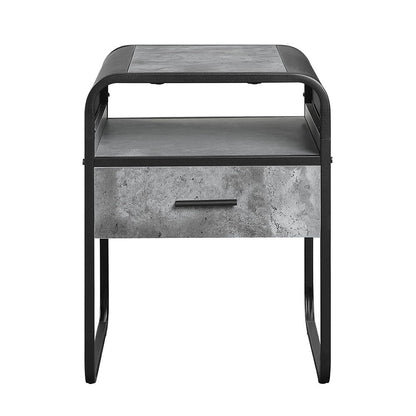 Raziela - 22" End Table - Concrete Gray & Black
