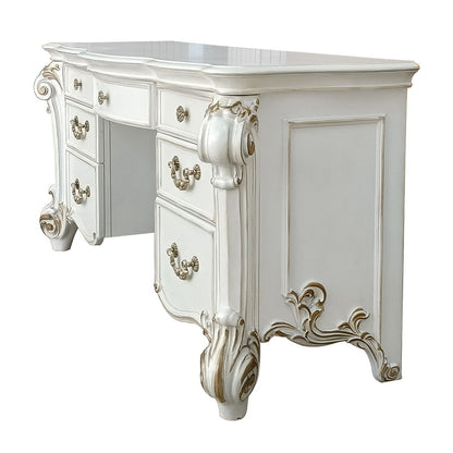 Vendome - Vanity Desk - Beige Synthetic Leather & Antique Pearl