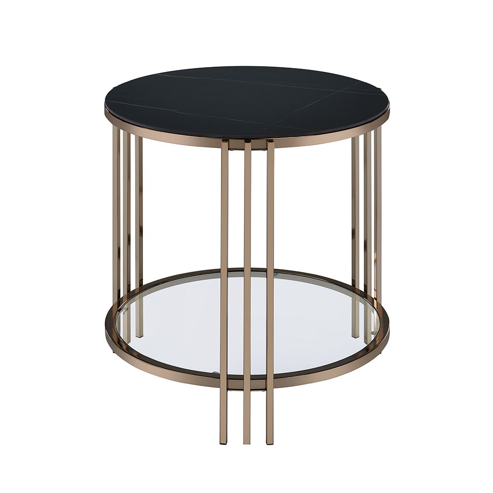 Zaidee - End Table - Sintered Stone & Champagne