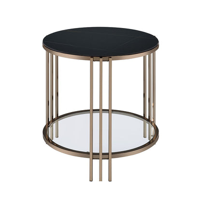 Zaidee - End Table - Sintered Stone & Champagne