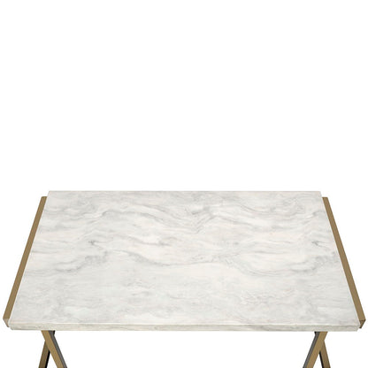 Boice II - End Table - Faux Marble Top & Champagne