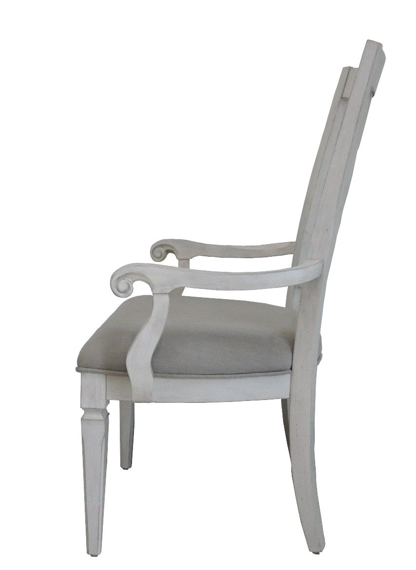 Katia - Arm Chair (Set of 2) - Light Gray Linen & Weathered White
