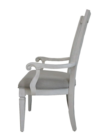 Katia - Arm Chair (Set of 2) - Light Gray Linen & Weathered White